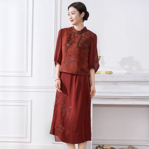 夏季真絲系列女裝香云紗連衣裙上衣品牌庫存服裝