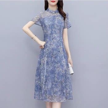 武漢品牌女裝尾貨珂雯娜夏裝新中式連衣裙休閑套裝走份