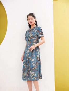 杭州折扣品牌女裝七彩蕊夏大淑風格連衣裙上衣健凡供應貨源批發