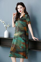 仿真絲連衣裙仿香云紗套裝品牌折扣女裝庫存服裝供應(yīng)