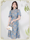 莫莉凱利夏裝新中式連衣裙國(guó)風(fēng)時(shí)尚女裝碎花女裙尾貨