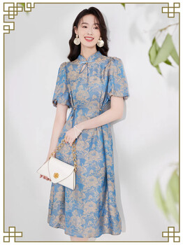 夏季碎花連衣裙新中式女裝品牌撤柜女裝庫(kù)存服裝拿貨