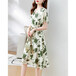 夏季碎花女裙中淑連衣裙品牌折扣女裝庫(kù)存服裝拿貨渠道