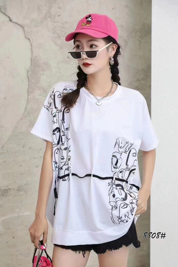 品牌庫存服裝大版型T恤短袖上衣折扣女裝拿貨渠道