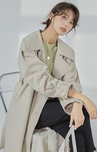 廣東庫存服裝女式風衣品牌女裝尾貨中長款外套走份