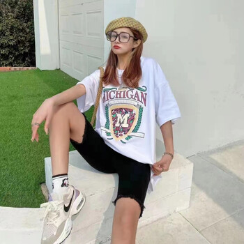 品牌庫存服裝寬松大版型T恤短袖上衣折扣女裝供應