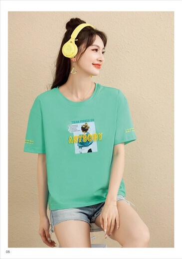 夏季女裝短袖上衣圓領T恤品牌折扣女裝庫存服裝供應