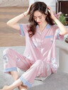 夏季時尚家居服睡衣套裝品牌折扣女裝庫存服裝供應(yīng)