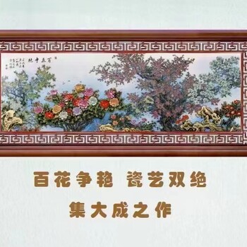 陶瓷張松茂大師創(chuàng)作百花爭艷粉彩瓷板畫
