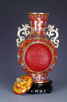 吉祥中國漆雕琺瑯尊劉永森、劉忠英大師作品