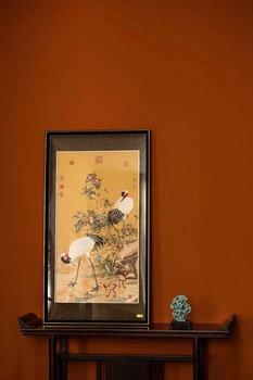 何建英蘇繡故宮雙珍錦春圖花蔭雙鶴圖
