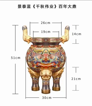 張同祿大師景泰藍(lán)《千秋偉業(yè)》大鼎天然質(zhì)料，非遺技藝