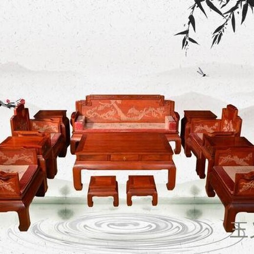 王义红木缅甸花梨办公沙发拒绝劣质，交趾黄檀家具