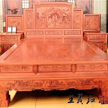 優(yōu)雅王義紅木交趾黃檀雙人床批發(fā)代理,臥室紅木家具