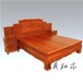 王义红木缅甸花梨双人床雕琢，卧室红木家具