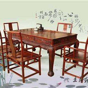济宁王义红木交趾黄檀餐桌售后保障，大红酸枝茶桌