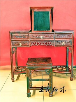 济宁定做王义红木大红酸枝梳妆台制作精良，红木家具