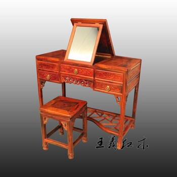 大紅酸枝梳妝臺(tái)千年傳承,交趾黃檀臥室紅木家具