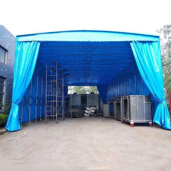 定制伸縮籃球場遮陽棚戶外移動推拉雨棚大型電動倉庫棚折疊帳篷