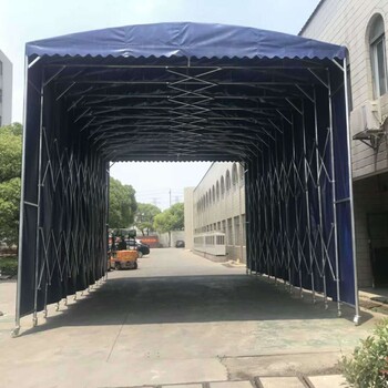 湖北宜昌定制推拉雨棚大型停車倉庫蓬物流移動(dòng)推拉棚帳篷夜宵棚