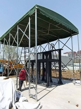 廣州戶外球場遮雨棚大型物流園蓬倉庫樓頂裝貨遮陽蓬伸縮推拉棚