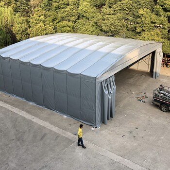 电动工厂过道推拉雨棚移动活动顶棚大型伸缩雨蓬篮球场遮阳篷