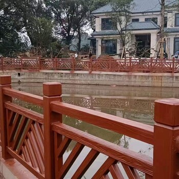 山西太原旅游景區護欄仿木欄桿公園河邊扶手