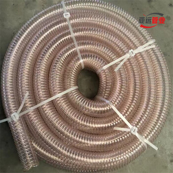 PU鍍銅鋼絲軟管食品級耐磨pu聚氨酯塑料波紋管通風除塵伸縮軟管