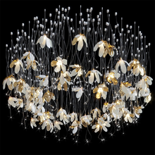 欧式现代创意陶瓷玻璃花朵造型服装店会所圆形方形可自由组合吊灯