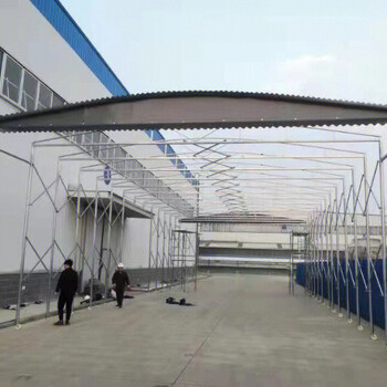 濰坊大型推拉雨棚移動(dòng)倉(cāng)庫(kù)遮陽(yáng)頂篷籃球場(chǎng)廠房過(guò)道蓬遙控電動(dòng)蓬