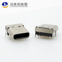 USB3.1TYPE-C母座板上加壳前插后贴24pL10.0mm