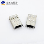 加长A公沉板USB2.0公头SMT弯脚有柱180度贴片L25.50mm4p