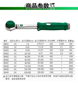 陜西西安渭南榆林世達工具預置式扭力扳手96421-96424至96430