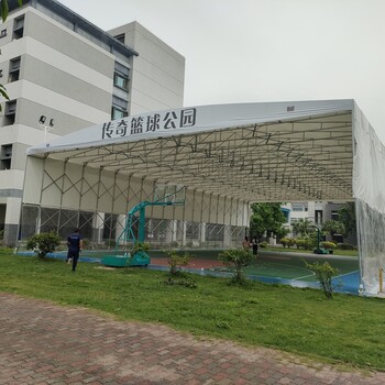 大型推拉仓库棚停车场收缩遮阳蓬宵夜大排档帐篷户外工地过道蓬