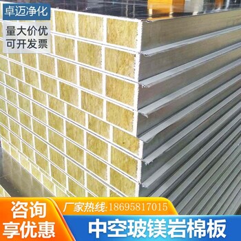 機(jī)制中空玻鎂夾芯巖棉凈化板彩鋼板復(fù)合潔凈板隔墻保溫潔凈防火板