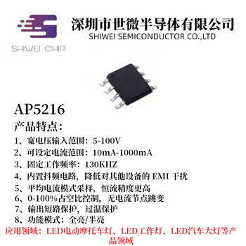 車燈LED電源控制降壓恒流輸出8A大電流芯片AP5125高低亮