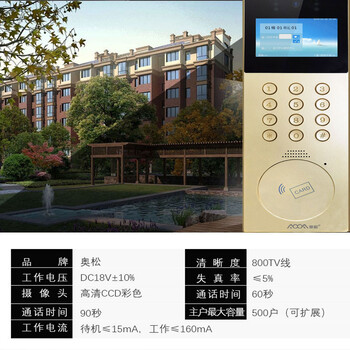 新縣消防五方對講可視對講主機(jī)高度無線可視門鈴家用