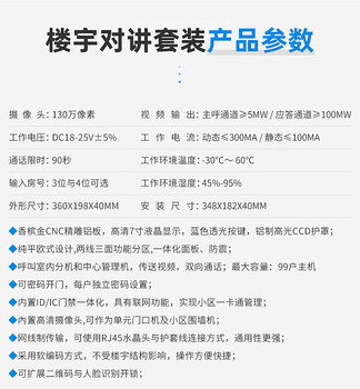 駐馬店五方對講沒聲音可視對講參數(shù)語音樓宇對講