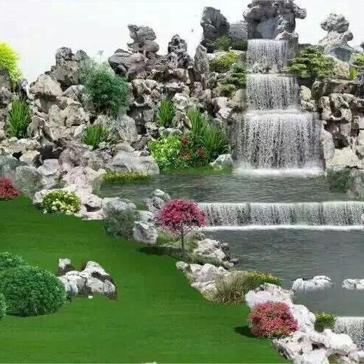 上海假山鱼池设计别墅景观施工