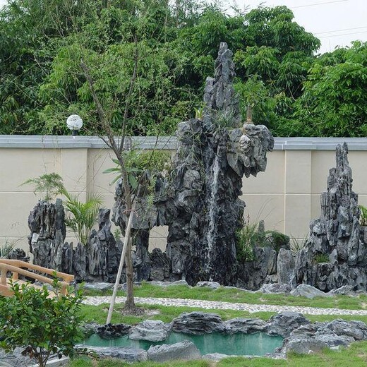 天津津南仿木水泥假山栏杆雕塑设计施工