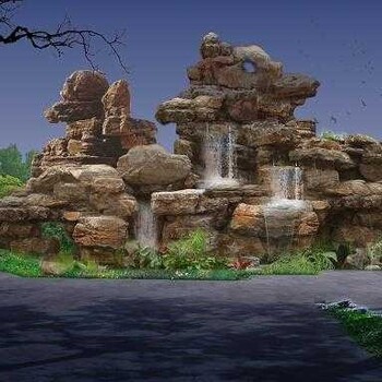 巫溪假山,旱地喷泉设计现场制作