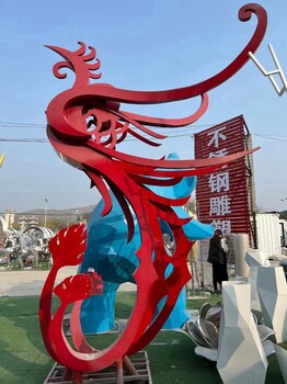 大型不銹鋼鳳凰雕塑、抽象不銹鋼鳳凰雕塑