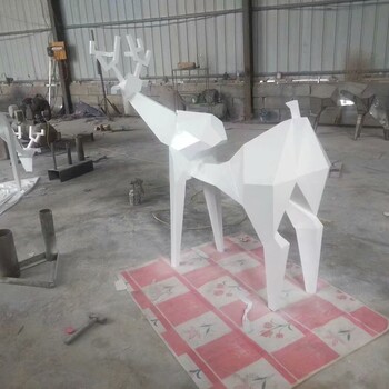 不锈钢几何鹿雕塑不锈钢镜面抽象鹿雕塑