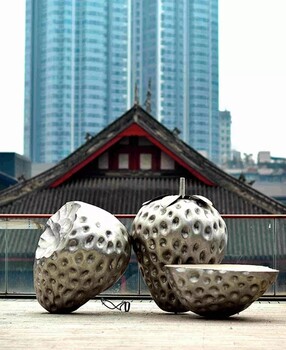 不銹鋼大型草莓雕塑不銹鋼草莓水果雕塑