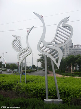不锈钢抽象仙鹤雕塑不锈钢仙鹤景观雕塑