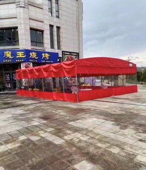 常德移动推拉雨棚大型物流帐篷户外遮阳帐蓬排挡伸缩雨棚