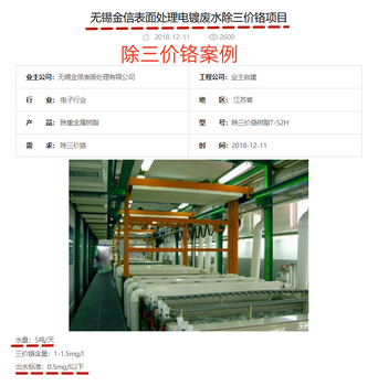深度處理三價(jià)鉻、出水精度0.02mg/l電鍍廢水、化工廢水