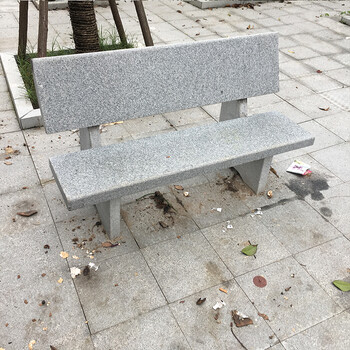 長條石椅休閑石頭凳子芝麻白光面整石凳子公園擺件石雕花盆