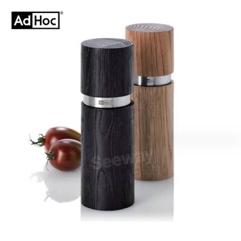 德國Adhoc木紋鹽胡椒粉研磨器套裝現磨海鹽調料瓶廚房手動研磨瓶