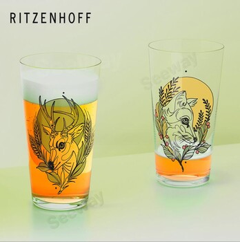 Ritzenhoff山貓與羚羊啤酒和玻璃杯套裝